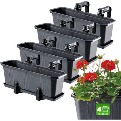 Kadax Balcony Flower Pot Set - 4 Supports - Durable Plastic - 40 cm Kadax Balcony Flower Pot Set - 4 Supports - Durable Plastic - 40 cm
