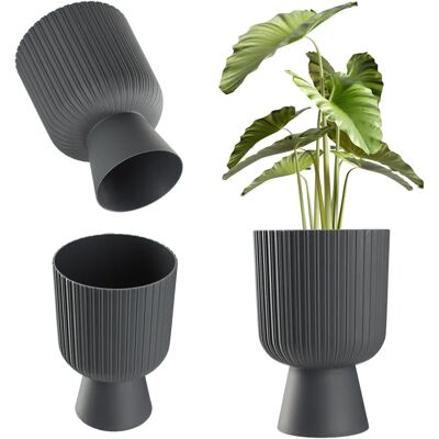 KADAX 14cm Grey Plastic Flower Pot - Indoor Outdoor Plant Holder KADAX 14cm Grey Plastic Flower Pot - Indoor Outdoor Plant Holder