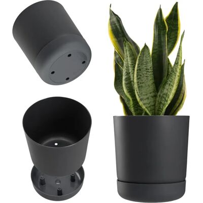 KADAX Anthracite Flower Pot with Stand 15cm KADAX Anthracite Flower Pot with Stand 15cm