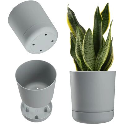 Kadax Graue Runde Blumenkübel mit Ständer - 17cm Kadax Graue Runde Blumenkübel mit Ständer - 17cm