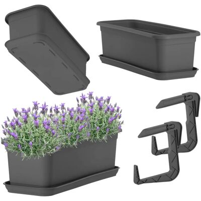 KADAX Balcony Box 40cm - Stand & Handles - Anthracite/Terracotta KADAX Balcony Box 40cm - Stand & Handles - Anthracite/Terracotta