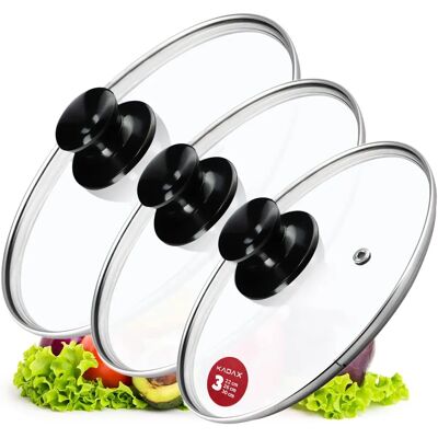KADAX Glasdeckel Deckel Set 22/26/30cm - Glasdeckel Set KADAX Glasdeckel Deckel Set 22/26/30cm - Glasdeckel Set