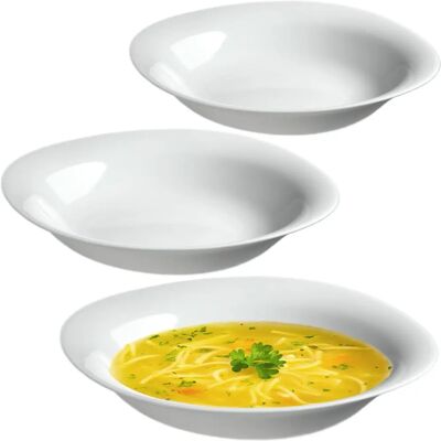 KADAX White Deep Dinner Plate - 23cm, Set of 3 KADAX White Deep Dinner Plate - 23cm, Set of 3