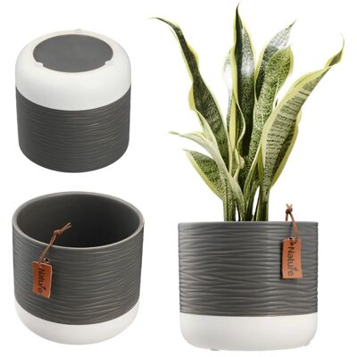 Kadax Ceramic Flower Pot - Grey 12cm - Indoor Plant Container Kadax Ceramic Flower Pot - Grey 12cm - Indoor Plant Container