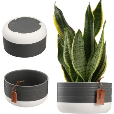 KADAX Ceramic Flower Pot - 17x9cm - Grey - Flower Pot KADAX Ceramic Flower Pot - 17x9cm - Grey - Flower Pot
