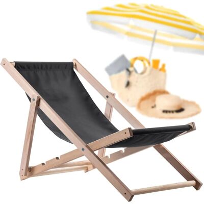 Transat en bois pour jardin et plage - Pliant Graphite - Fabricant polonais - Publicité Transat en bois pour jardin et plage - Pliant Graphite - Fabricant polonais - Publicité