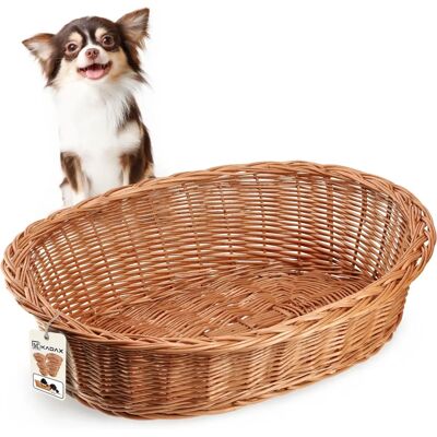 KADAX Wicker Dog Bed 50cm - Natural wicker - Classic design KADAX Wicker Dog Bed 50cm - Natural wicker - Classic design