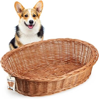 Cama de mimbre para perros KADAX 65cm - Natural, duradera, diseño clásico Cama de mimbre para perros KADAX 65cm - Natural, duradera, diseño clásico