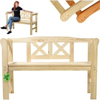 KADAX Holz Gartenbank mit Rückenlehne 119 cm - Gartenmöbel KADAX Holz Gartenbank mit Rückenlehne 119 cm - Gartenmöbel