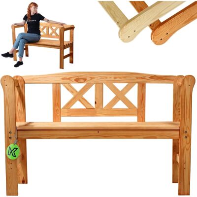 Kadax Wooden Garden Bench with Backrest - 119cm - Garden Furniture Kadax Wooden Garden Bench with Backrest - 119cm - Garden Furniture