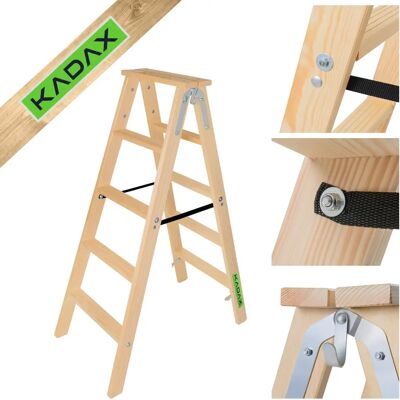 Drabina drewniana KADAX 2x5 stopni składana dwustronna - Drabina Drabina drewniana KADAX 2x5 stopni składana dwustronna - Drabina