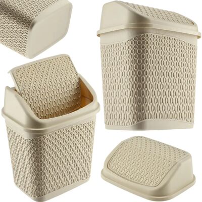 KADAX Beige Bathroom Waste Bin - 6.2L, Tilting Container KADAX Beige Bathroom Waste Bin - 6.2L, Tilting Container