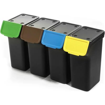 Kadax - Grande pattumiera in plastica con coperchio - Rettangolare - 4 x 25L Kadax - Grande pattumiera in plastica con coperchio - Rettangolare - 4 x 25L