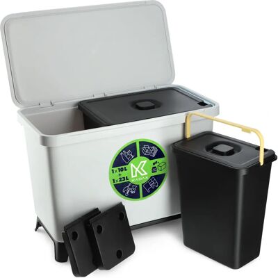 Kadax - Rectangular Wall-Mount Trash Bin 10+23L - Waste Sorting Kadax - Rectangular Wall-Mount Trash Bin 10+23L - Waste Sorting