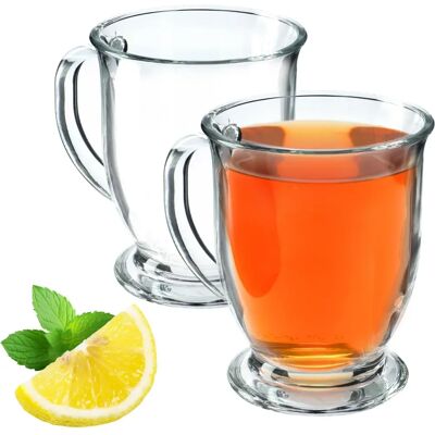 KADAX 2x Coffee Tea Glasses 460ml Mugs With Handle Set Glasses - Glassware KADAX 2x Coffee Tea Glasses 460ml Mugs With Handle Set Glasses - Glassware