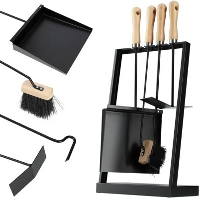 Kadax - Fireplace Tools Set - 5-in-1 Accessories - Elegant Steel Kadax - Fireplace Tools Set - 5-in-1 Accessories - Elegant Steel
