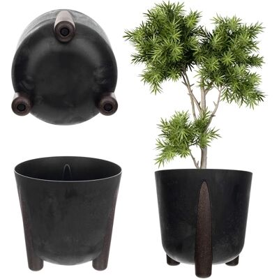 Kadax 26cm Schwarze Ökologische Beton-Optik Pflanzgefäß mit Beinen Kadax 26cm Schwarze Ökologische Beton-Optik Pflanzgefäß mit Beinen