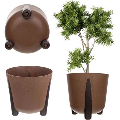 Kadax Brown Plastic Round Flowerpot with Interior Insert Kadax Brown Plastic Round Flowerpot with Interior Insert