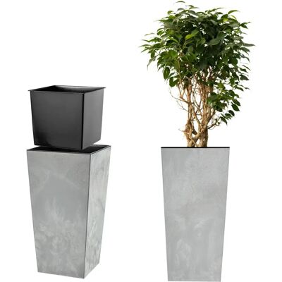 Maceta de Jardín KADAX con Inserto 68cm - Gris - Efecto Ratán Maceta de Jardín KADAX con Inserto 68cm - Gris - Efecto Ratán