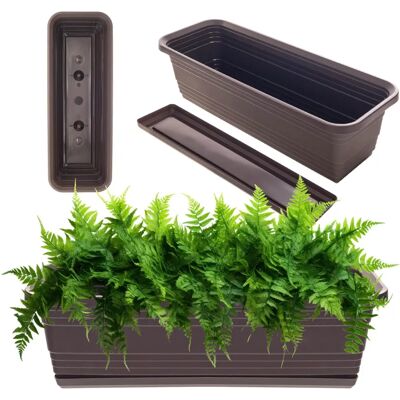 KADAX Mocha 50cm Balcony Flower Pot with Stand - Flower Pot KADAX Mocha 50cm Balcony Flower Pot with Stand - Flower Pot