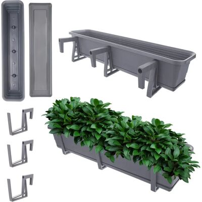 KADAX Caja de balcón Maceta 80cm Asas Soporte Barandilla KADAX Caja de balcón Maceta 80cm Asas Soporte Barandilla