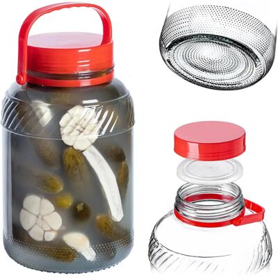 KADAX Glass jar 5L with screw cap handle for pickling cabbage for cucumbers KADAX Glass jar 5L with screw cap handle for pickling cabbage for cucumbers