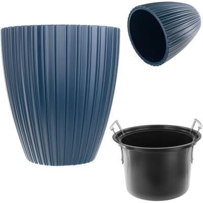 KADAX 30cm Blauer Eco Frostfester Kunststoff Blumentopf mit Einsatz KADAX 30cm Blauer Eco Frostfester Kunststoff Blumentopf mit Einsatz