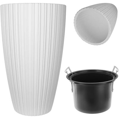 Kadax 30cm White Plastic Flower Pot with Insert - Flower Pot Kadax 30cm White Plastic Flower Pot with Insert - Flower Pot