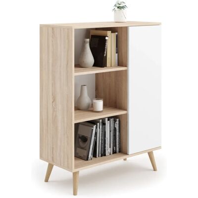 Bibliothèque scandinave Viking Choice - brun blanc - 90x40x116 cm - Publicité Bibliothèque scandinave Viking Choice - brun blanc - 90x40x116 cm - Publicité