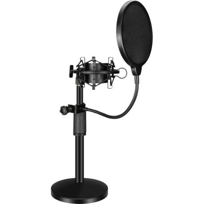 Mozo Mikrofonkészlet - Állítható asztali állvány, pop-szűrő, vibrációs kosár Mozo Mikrofonkészlet - Állítható asztali állvány, pop-szűrő, vibrációs kosár