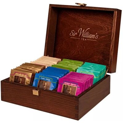 Drewniane pudełko Sir Williams Tea - 90 Herbat w saszetkach Drewniane pudełko Sir Williams Tea - 90 Herbat w saszetkach