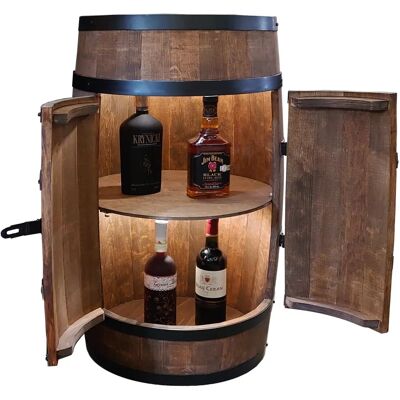 Ręcznie wykonany drewniany stojak na wino z olchy - LED zamek - 80cm Ręcznie wykonany drewniany stojak na wino z olchy - LED zamek - 80cm