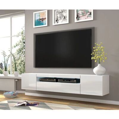 BIM FURNITURE Aura TV-Ständer - Weiß, Offen & Verriegelbare Fächer - 200cm BIM FURNITURE Aura TV-Ständer - Weiß, Offen & Verriegelbare Fächer - 200cm