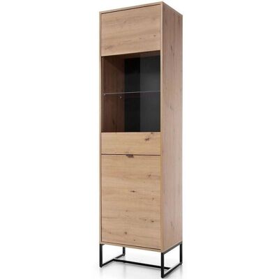 AKL FURNITURE PRIVATE Amber Beige - Armario moderno con vidrio y metal - 53x39x197 cm AKL FURNITURE PRIVATE Amber Beige - Armario moderno con vidrio y metal - 53x39x197 cm