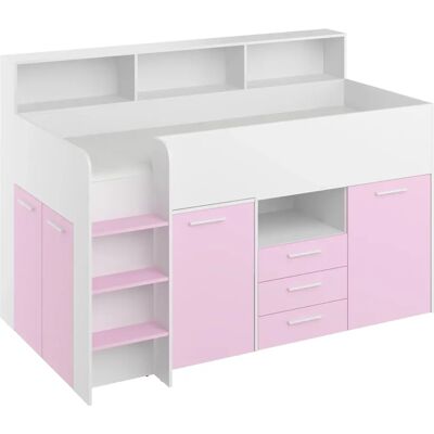 BIM MÖBEL - Hochbett mit Schreibtisch und Regalen - Kinderzimmermöbel BIM MÖBEL - Hochbett mit Schreibtisch und Regalen - Kinderzimmermöbel