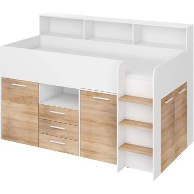 BIM FURNITURE Neo Etagenbett mit Schreibtisch - Weiß & Eiche BIM FURNITURE Neo Etagenbett mit Schreibtisch - Weiß & Eiche