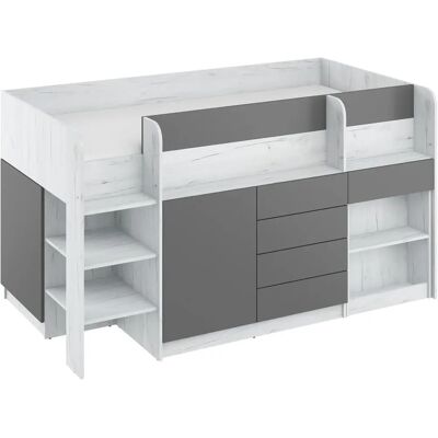 BIM FURNITURE - Hochbett mit Schreibtisch - Platzsparendes Design für kleine Räume BIM FURNITURE - Hochbett mit Schreibtisch - Platzsparendes Design für kleine Räume