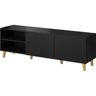 Mobile TV AKL FURNITURE PRIVATE Pafos - Frontali fresati - Nero - 150x40x52 cm Mobile TV AKL FURNITURE PRIVATE Pafos - Frontali fresati - Nero - 150x40x52 cm