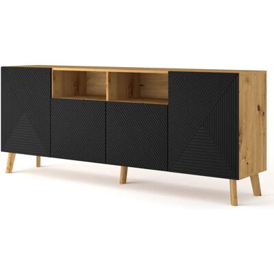 AKL FURNITURE PRIVATE Luxi Beige Schwarz - Kommode - 195x42x80 cm AKL FURNITURE PRIVATE Luxi Beige Schwarz - Kommode - 195x42x80 cm