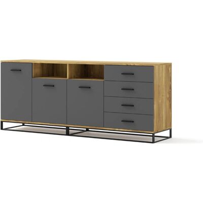 AKL FURNITURE PRIVATE Arsen - 190x77cm Nero Grafite Metallo Comò AKL FURNITURE PRIVATE Arsen - 190x77cm Nero Grafite Metallo Comò