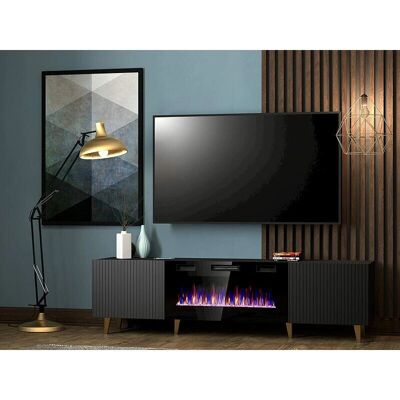 Meuble TV Pafos de BIM FURNITURE - Cheminée électrique - 180x40x49cm - Publicité Meuble TV Pafos de BIM FURNITURE - Cheminée électrique - 180x40x49cm - Publicité