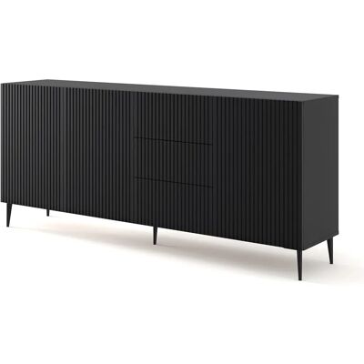 AKL FURNITURE PRIVATE RavennaB - 3D3S Noir - Comò - 200x42x87 cm - Publicité AKL FURNITURE PRIVATE RavennaB - 3D3S Noir - Comò - 200x42x87 cm - Publicité