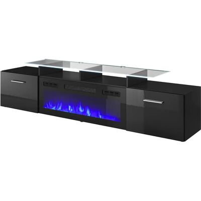 Mueble de TV Rova - Moderno Negro Brillante 190x37x48cm Mueble de TV Rova - Moderno Negro Brillante 190x37x48cm