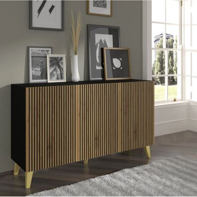 AKL FURNITURE PRIVATE RavennaP - Negro, Beige, Dorado - 150x42x87 cm - Cómoda AKL FURNITURE PRIVATE RavennaP - Negro, Beige, Dorado - 150x42x87 cm - Cómoda