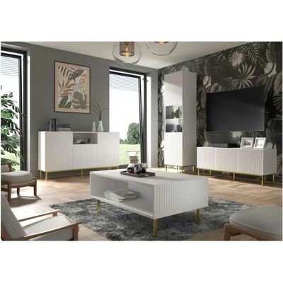 AKL FURNITURE PRIVATE RavennaB 90x60x43cm Weiße Gold Couchtisch AKL FURNITURE PRIVATE RavennaB 90x60x43cm Weiße Gold Couchtisch