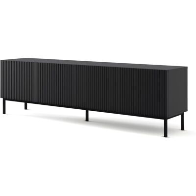 Furnlux Mueble de TV Ravenna - 200x42x58cm, Negro, Puertas de Madera Furnlux Mueble de TV Ravenna - 200x42x58cm, Negro, Puertas de Madera