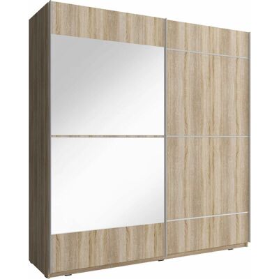 BIM FURNITURE - MIKA IV - 200 cm - Roble Sonoma - Frente con espejo - Armario BIM FURNITURE - MIKA IV - 200 cm - Roble Sonoma - Frente con espejo - Armario