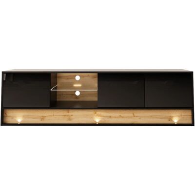 BIM FURNITURE - VISIONARY - Negro brillante - Rovere Wotan - TV stand BIM FURNITURE - VISIONARY - Negro brillante - Rovere Wotan - TV stand
