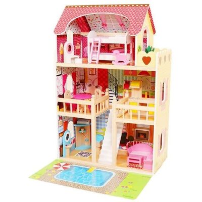 Viking Choice Houten Poppenhuis - Verlichting - 16 Meubels Viking Choice Houten Poppenhuis - Verlichting - 16 Meubels