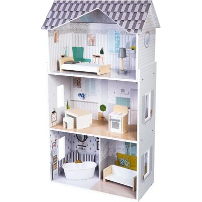 Ecotoys Grace Residence Houten Poppenhuis - 4 Kamers, Veilig & Kleurrijk Ecotoys Grace Residence Houten Poppenhuis - 4 Kamers, Veilig & Kleurrijk